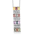 Premium Multi Sapphire and Moissanite 1.35 ctw Art Deco Pendant Necklace in Rhodium Over Sterling Silver 20 Inches - Sticky add to cart bar