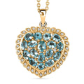 Karis Blue Apatite and White Zircon 3.60 ctw Pendant in 18K YG Plated with Stainless Steel Necklace (20 Inches) - Sticky add to cart bar
