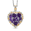 Karis African Amethyst and Multi Gemstone 3.25 ctw Heart of Elegance Pendant in 18K YG Plated and Platinum Bond with Stainless Steel Necklace 20 Inches - Sticky add to cart bar