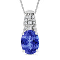 Luxoro AAA Tanzanite and Diamond Pendant Necklace in 14K White Gold 20 Inches 1.48 ctw - Sticky add to cart bar