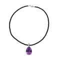 Amethyst and Thai Black Spinel Beaded 106 ctw Pendant Necklace 18 Inches in Rhodium Over Sterling Silver - Sticky add to cart bar