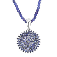 D'Joy Shades of Fire Opal Pendant with Beaded Necklace (20 Inches) in Rhodium Over Sterling Silver 37.70 ctw