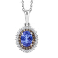 Premium Tanzanite, Natural Champagne and White Diamond Pendant Necklace in Rhodium Over Sterling Silver 20 Inches 1.75 ctw - Sticky add to cart bar