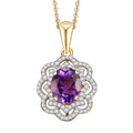 D'Joy Moroccan Amethyst and Moissanite 3.15 ctw Stellar Blossom Pendant Necklace in 18K Vermeil Yellow Gold Over Sterling Silver 20 Inches - Sticky add to cart bar
