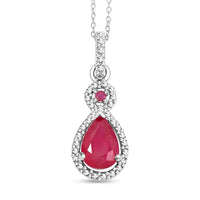 Niassa Ruby (FF) 3.50 ctw Pendant Necklace 20 Inches in Rhodium Over Sterling Silver