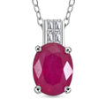 Niassa Ruby (FF) and Diamond 3.00 ctw Pendant Necklace 18 Inches in Rhodium Over Sterling Silver - Sticky add to cart bar