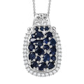 (Do Not Schedule For LS) D'Joy Premium Kanchanaburi Blue Sapphire and Moissanite 3.25 ctw Gilded Dynasty Pendant Necklace in Rhodium Over Sterling Silver 20 Inches - Sticky add to cart bar