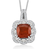 D'Joy Orange Kyanite, White Zircon Pendant Necklace (18 Inches) in Rhodium Over Sterling Silver 3.70 ctw