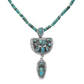 D'Joy Artisan Crafted Premium Blue Moon Turquoise Pendant with Royston Turquoise 60.35 ctw Beaded Necklace in Black Oxidized Sterling Silver 20 Inches - Sticky add to cart bar