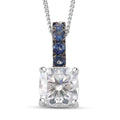 D'Joy Moissanite (Rnd 9mm) Pendant Necklace (18 Inches) in Rhodium Over Sterling Silver 2.80 ctw - Sticky add to cart bar