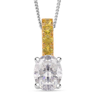 D'Joy Moissanite (Rnd 9mm) Pendant Necklace (18 Inches) in Rhodium Over Sterling Silver 2.80 ctw