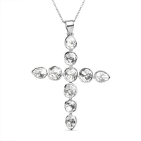 D'Joy Polki Moissanite 2.75 ctw Cross Pendant Necklace 20 Inches in Rhodium Over Sterling Silver