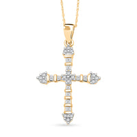 Diamond G-H I3 0.25 ctw Cross Pendant Necklace in 10K Yellow Gold 18 Inches