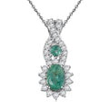 D'Joy Premium Kagem Zambian Emerald and Moissanite 0.90 ctw Eternal Love Pendant Necklace in Rhodium Over Sterling Silver 20 Inches - Sticky add to cart bar