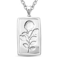 Rose Bar Pendant Necklace in 10K White Gold 2 Grams 20 Inches