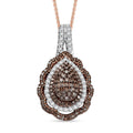D'Joy Natural Champagne and White Diamond 1.00 ctw Twilight Radiance Pendant Necklace in 18K Vermeil Rose Gold Over Sterling Silver 20 Inches - Sticky add to cart bar