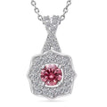 Luxuriant Lab Grown Pink Diamond (IR) (VS) and Lab Grown Diamond 0.50 ctw Art Deco Pendant Necklace in Rhodium Over Sterling Silver 20 Inches - Sticky add to cart bar