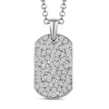 White Zircon 2.80 ctw Mens Dogtag Pendant Necklace in Rhodium Over Sterling Silver 24 Inches - Sticky add to cart bar