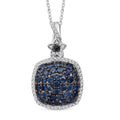Kanchanaburi Blue Sapphire and White Zircon 2.30 ctw Pendant Necklace in Rhodium Over Sterling Silver 20 Inches - Sticky add to cart bar