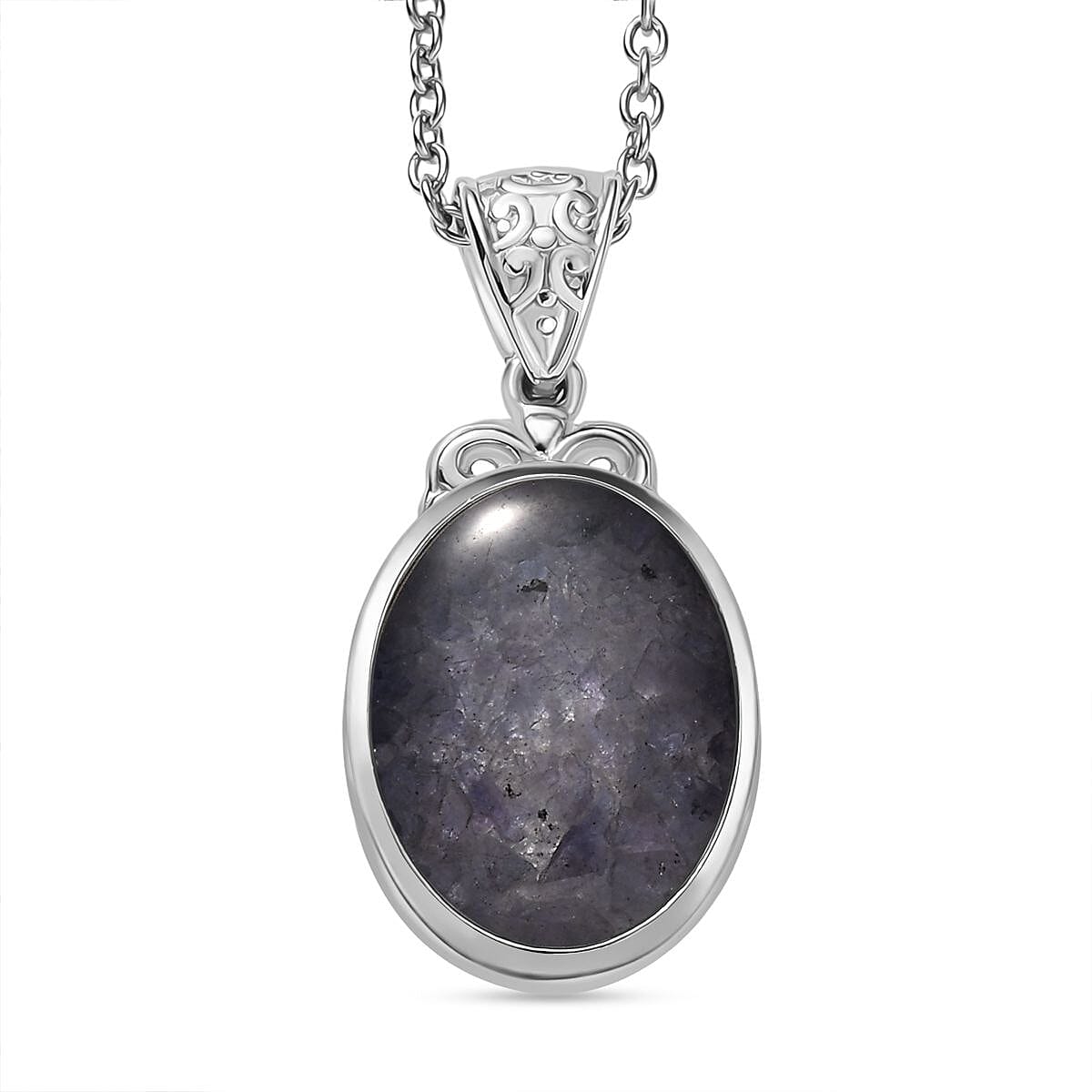 Tanzanite 7.00 ctw Pendant Necklace 20 Inches in Stainless Steel