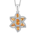 D'Joy Tanzanian Mandarin Garnet and Whtie Zircon 2.50 ctw Flora Flame Pendant Necklace in Rhodium Over Sterling Silver 20 Inches - Sticky add to cart bar