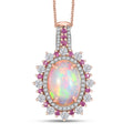 D'Joy Premium Ethiopian Welo Opal and Multi Gemstone 5.40 ctw Cherry Blossom Pendant Necklace in 18K Vermeil Rose Gold Over Sterling Silver 20 Inches - Sticky add to cart bar