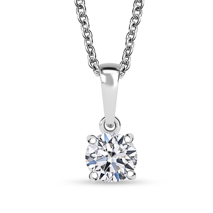 Luxuriant Lab Grown Diamond E-F VS Solitaire Pendant Necklace in 10K White Gold 20 Inches 0.50 ctw.