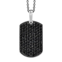 Karis Thai Black Spinel 2.60 ctw Dogtag Pendant in Platinum Bond with Stainless Steel Necklace 20 Inches