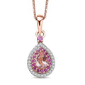 D'Joy Premium Pink Morganite and Multi Gemstone 0.90 ctw Pink Dawn Pendant Necklace in 18K Vermeil Rose Gold Over Sterling Silver 20 Inches - Sticky add to cart bar