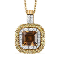D'Joy AAA Golden Turkizite and Multi Gemstone 3.00 ctw Solar Blaze Pendant Necklace in 18K Vermeil Yellow Gold Over Sterling Silver 18 Inches