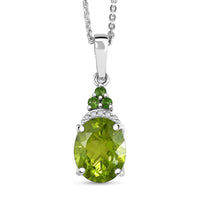 D'Joy Peridot and Multi Gemstone 3.15 ctw Landscape Pendant Necklace in Rhodium Over Sterling Silver 20 Inches