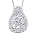 D'Joy Moissanite (Cush 9x9mm) Pendant Necklace (18 Inches) in Rhodium Over Sterling Silver 4.40 ctw - Sticky add to cart bar