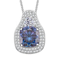 D'Joy Moissanite (Cush 9x9mm) Pendant Necklace (18 Inches) in Rhodium Over Sterling Silver 4.40 ctw - Sticky add to cart bar