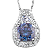 D'Joy Moissanite (Cush 9x9mm) Pendant Necklace (18 Inches) in Rhodium Over Sterling Silver 4.40 ctw
