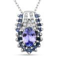 TLV Tanzanite, Multi Gemstone Pendant Necklace (20 Inches) in Rhodium Over Sterling Silver 1.40 ctw - Sticky add to cart bar