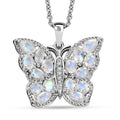 Karis Moon Glow Moonstone and White Zircon 2.65 ctw Moonfly Muse Pendant in Platinum Bond with Stainless Steel Necklace 20 Inches - Sticky add to cart bar