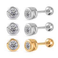 Set of 3 - Poke Free Moissanite Stud Earrings in Vermeil YG and Rhodium Over Sterling Silver 1.50 ctw (Del. In 10-12 Days)