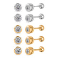 Set of 5 - Poke Free Moissanite Stud Earrings in Vermeil YG and Rhodium Over Sterling Silver 2.50 ctw (Del. In 10-12 Days) - Sticky add to cart bar