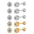 Set of 5 - Poke Free Moissanite Stud Earrings in Rhodium Over and Vermeil YG Over Sterling Silver 2.50 ctw (Del. In 10-12 Days) - Sticky add to cart bar