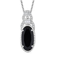 Karis Thai Black Spinel and White Zircon 4.35 ctw Midnight Majesty Pendant in Platinum Bond with Stainless Steel Necklace 20 Inches - Sticky add to cart bar