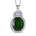 D'Joy Imperial Chrome Diopside and Moissanite 5.65 ctw Pendant Necklace in Rhodium Over Sterling Silver 20 Inches - Sticky add to cart bar