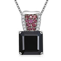 Thai Black Spinel and Multi Gemstone 6.60 ctw Midnight Bloom Pendant Necklace 20 Inches in Stainless Steel - Sticky add to cart bar
