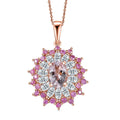 D'Joy Premium Pink Morganite and Multi Gemstone 2.25 ctw Rose Sunburst Pendant Necklace in 18K Vermeil Rose Gold Over Sterling Silver 20 Inches - Sticky add to cart bar