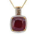 Premium Niassa Ruby (FF) and Multi Gemstone 22.60 ctw Royal Reflection Pendant Necklace in 18K Vermeil Yellow Gold Over Sterling Silver 20 Inches - Sticky add to cart bar