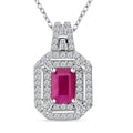 D'Joy AAA Royal Ruby and Moissanite 1.75 ctw Imperial Radiance Pendant Necklace in Rhodium Over Sterling Silver 20 Inches - Sticky add to cart bar