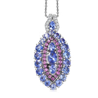 D'Joy Tanzanite, Multi Gemstone Pendant Necklace (20 Inches) in Rhodium Over Sterling 3.85 ctw