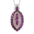 D'Joy Tanzanite, Multi Gemstone Pendant Necklace (20 Inches) in Rhodium Over Sterling 3.85 ctw - Sticky add to cart bar