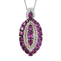 D'Joy Tanzanite, Multi Gemstone Pendant Necklace (20 Inches) in Rhodium Over Sterling 3.85 ctw