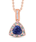 Luxoro Premium Tanzanite, Paraiba Tourmaline, Natural Pink and White Diamond I2 1.00 ctw Atlantis Crown Pendant Necklace in 10K Rose Gold 20 Inches - Sticky add to cart bar