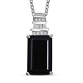 Thai Black Spinel and White Zircon 10.15 ctw Black Hole Boom Pendant Necklace 20 Inches in Stainless Steel - Sticky add to cart bar